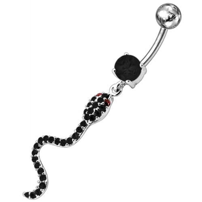 Jeweled Snake Dangling Belly Ring