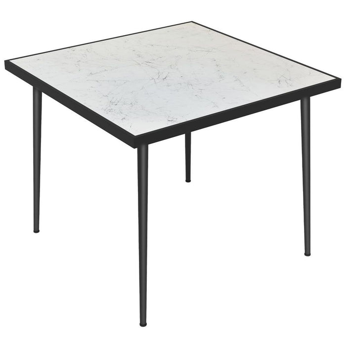 Outsunny Outdoor Dining Table 4 Marble Effect Glass Top White