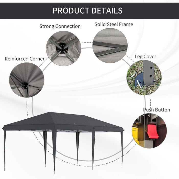 Premium 3x6m Black Pop Up Gazebo - Heavy Duty Canopy for Patio Parties & Events