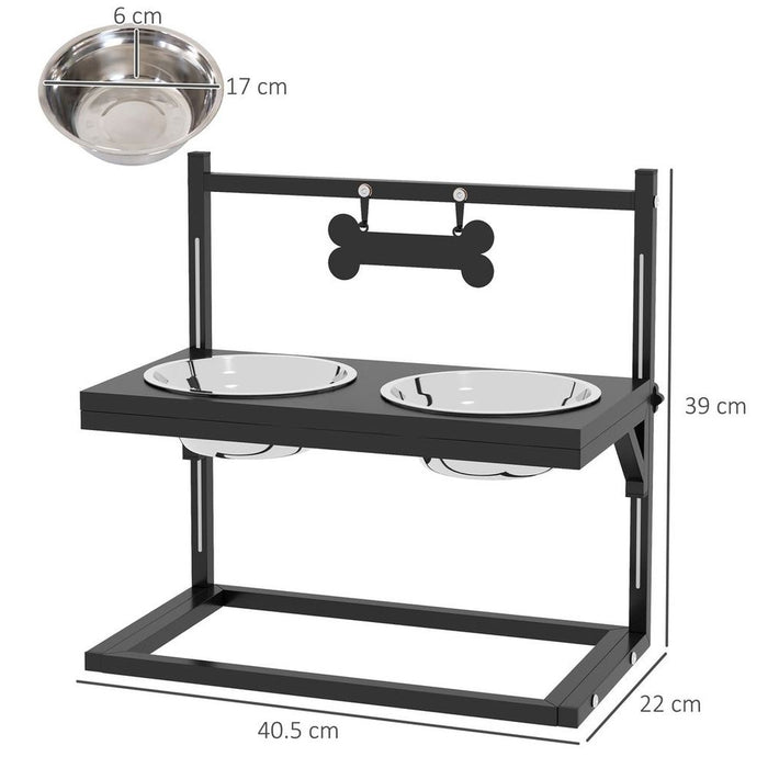 PawHut Adjustable Height Dog Bowl Stand - Perfect for Small, Medium, Large Dogs - Promotes Better Posture & Digestion