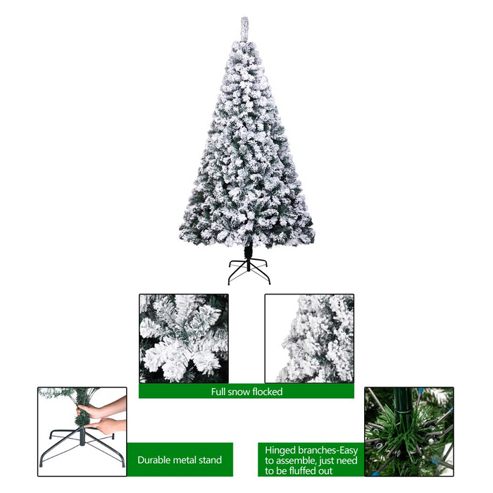 7ft Pvc Flocking Christmas Tree 1300 Branches Spread Out Naturally  Tree