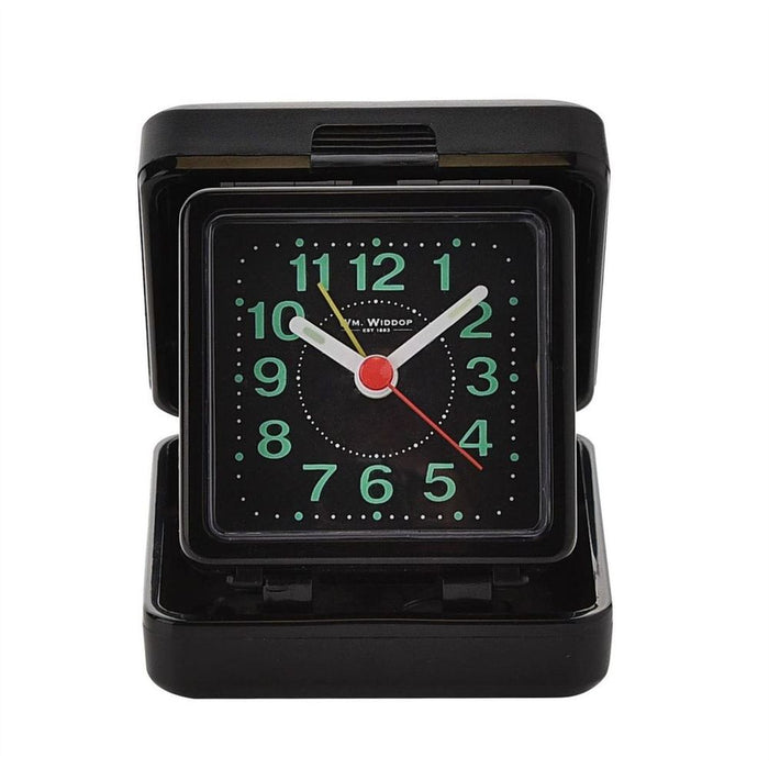 Wm Widdop Quartz Travel Alarm - Black case/dial