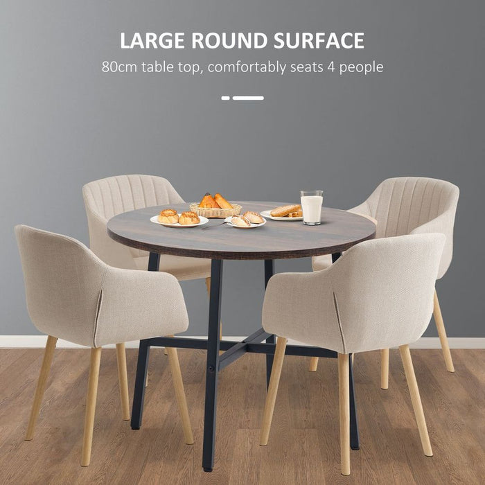 Premium 80cm Round Kitchen Table: Stylish, Space-saving, Steel Leg