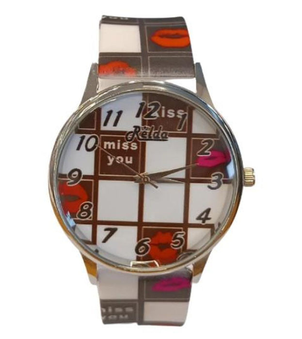 Stylish Relda Ladies Black & White Silicone Strap Watch - REL99