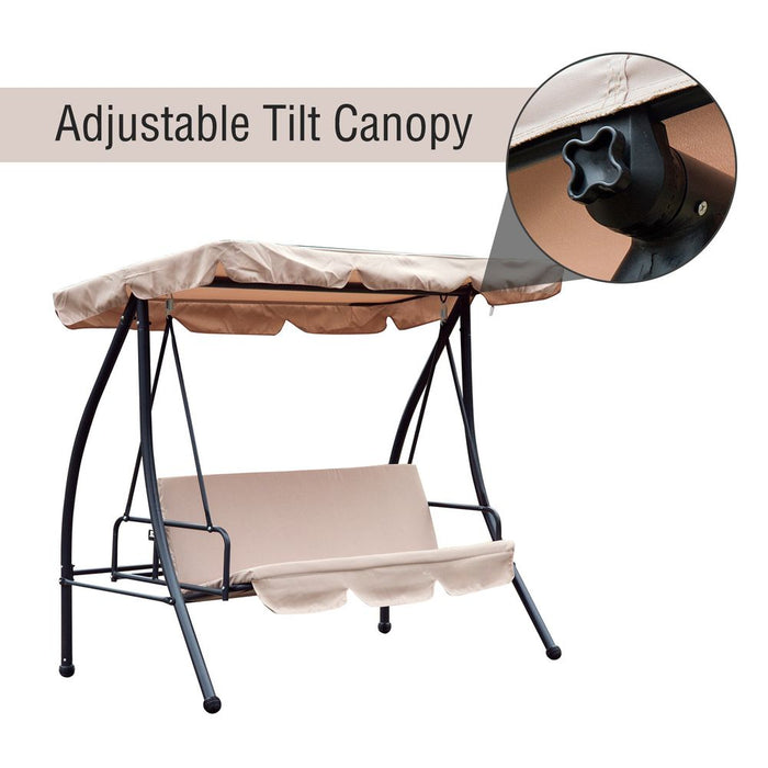 Convertible 3 Seater Patio Swing Chair with Canopy - Relax in Style