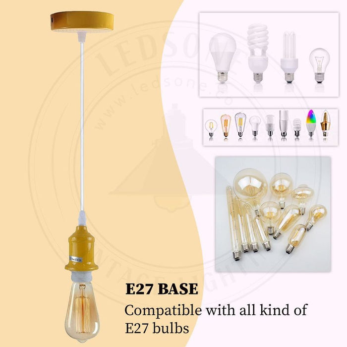 Premium 6-Pack Industrial Pendant Light Fitting Set - Addable Lampshade - E27 Holder - White - High-Quality - PVC Cable - Professional Seller