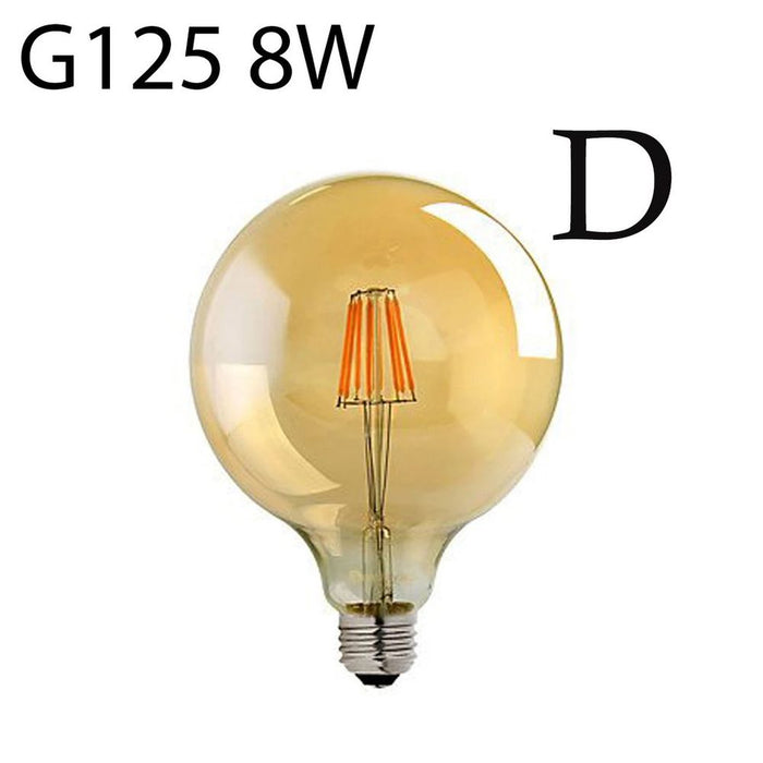 Vintage Amber LED Filament Bulb - G125 E27 8W, Retro Style, High Quality, Long Lasting