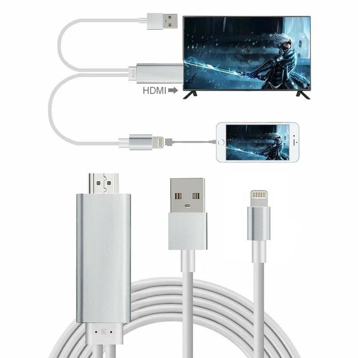 Aquarius HD HDMI Connector Cable for Phone/Pad - Full 1080P Support, Silver