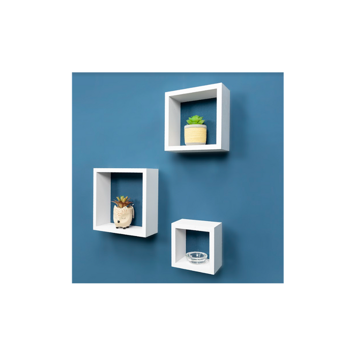 Stylish Set of 3 Cube White Floating Wall Shelf - Best Quality, Expert Craftsmanship