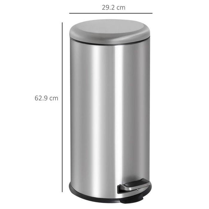 Premium 30L Pedal Bin - Durable Stainless Steel - Fingerprint Resistant - Hygienic - Easy to Empty