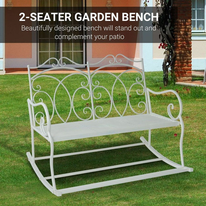 Premium 2-Seater Rocking Chair: Metal Outdoor Bench - Weather Resistant, Antique Design - Enhance Your Outdoor Space Now!