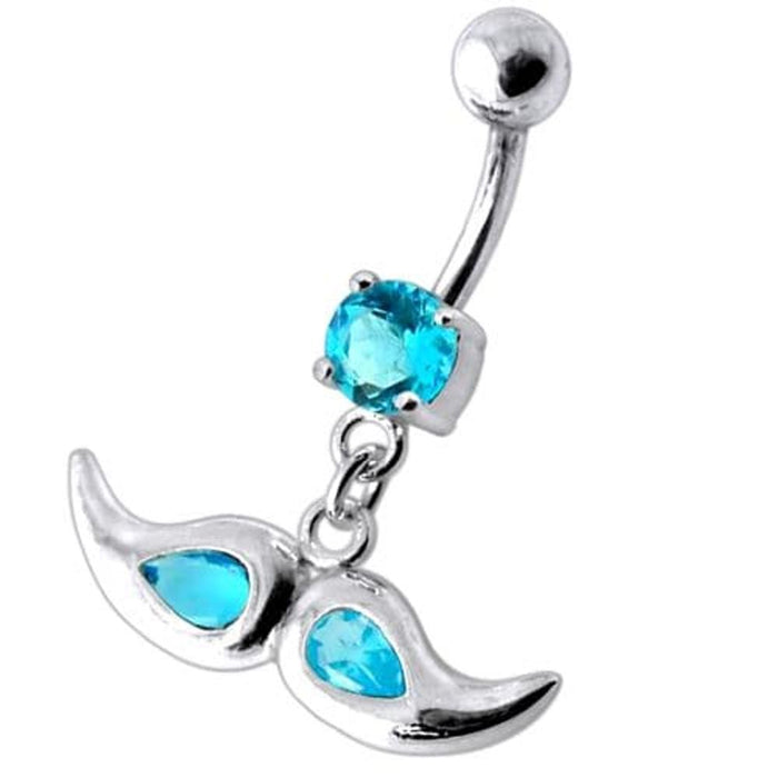 Jeweled mustache Dangling Belly Ring