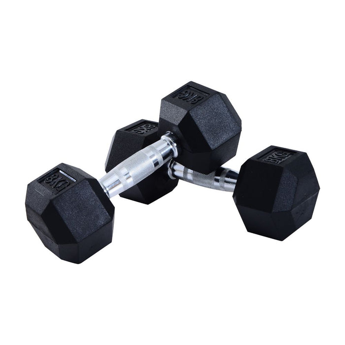 Premium Hex Dumbbells - 2x8kg Set for Home Fitness - Heavy-Duty Metal & Rubber - HOMCOM