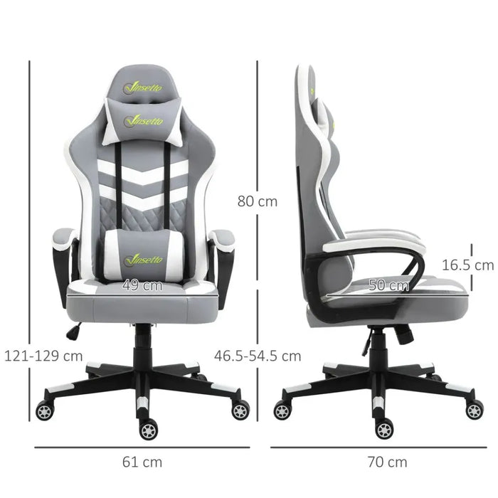 Revolutionary Racing Gaming Chair: Lumbar Support, Headrest, Grey White - Buy with Confidence!