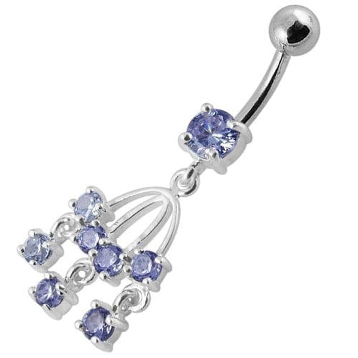 Fancy  chandeliers Dangling Curved Bar Belly Ring