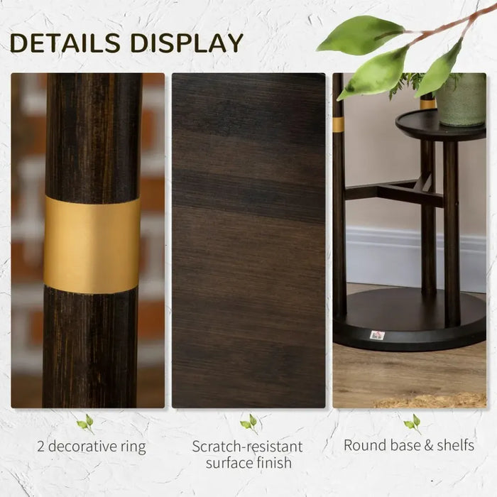 Premium 3-Tier Bamboo Plant Stand - Indoor/Outdoor - Dark Walnut - High Quality