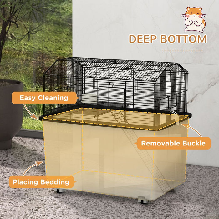 Premium 2-Tier Hamster Cage w/ Food Dish & Ramp - Spacious & Stylish Home for Your Small Pets