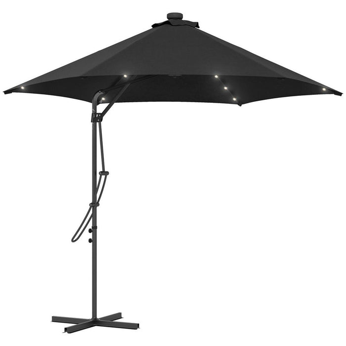 Premium Outsunny 3m Cantilever Parasol Umbrella - Solar LED & Cover