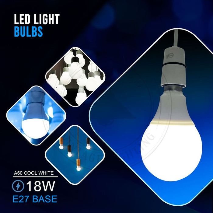 18W E27 Screw LED Light GLS bulbs, Energy Saving Edison  Cool White 6000K non dimmable lights