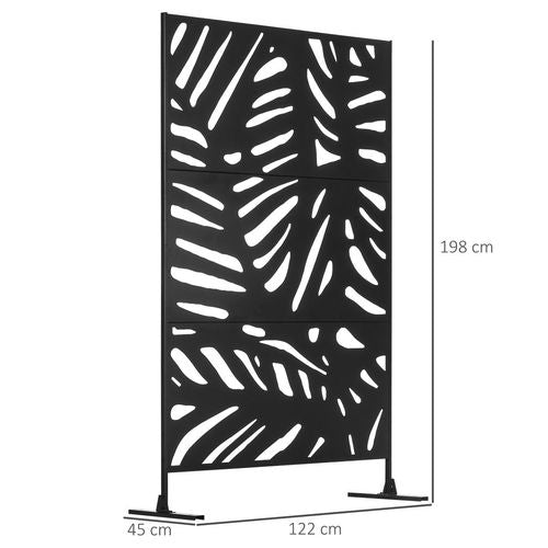 Outsunny Metal Outdoor Privacy Screen with Stand for Garden Black
