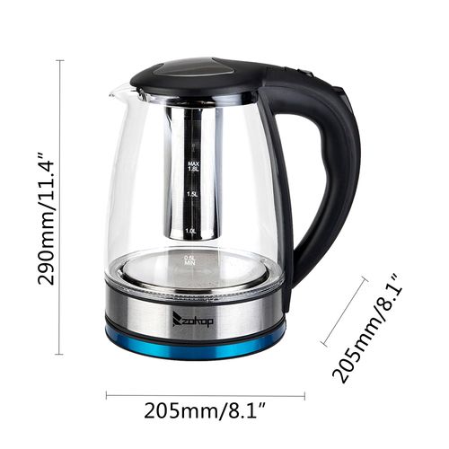 ZOKOP HD-1861-A 220V 2000W 1.8L Electric Glass Kettle UK Plug