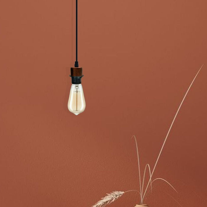 Industrial Rustic Red Pendant Light Fitting - Addable Lampshade - High-Quality E27 Holder - UK Compatible - PVC Cable.