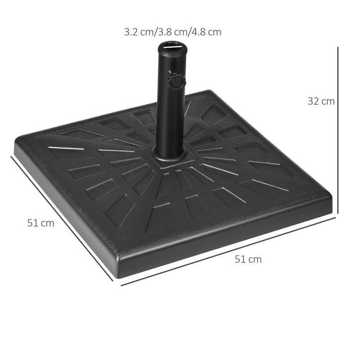 Outsunny 19kg Square Resin Garden Parasol Base for Poles 32/38/48mm - Guaranteed Stability