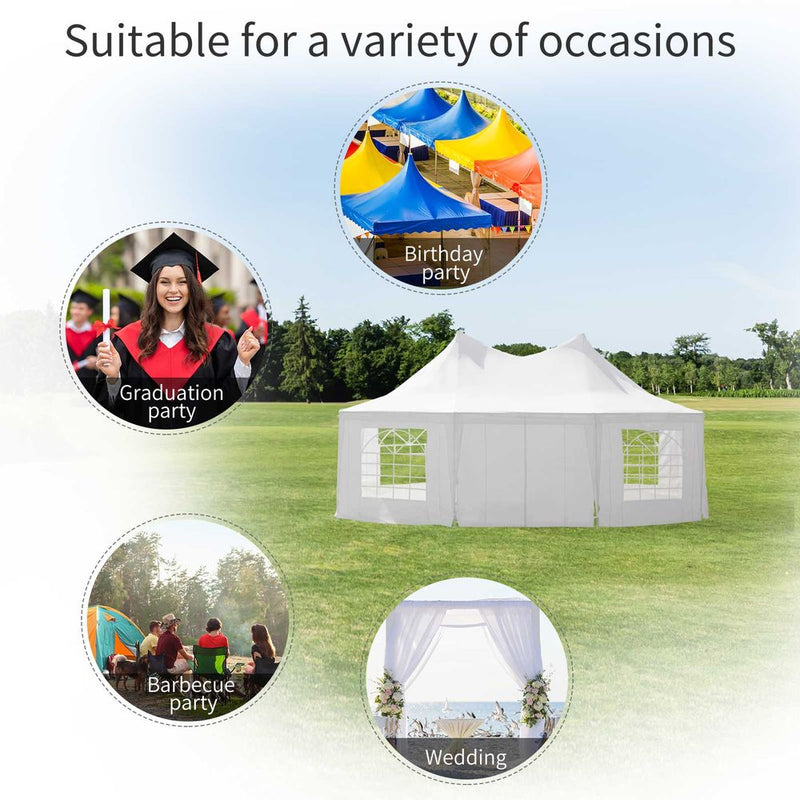 Extra Large Octagonal Party Tent - 6.8m x 5m - High Quality & Waterproof - Ideal for Weddings and Events