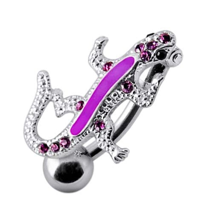 SS Fancy Jeweled Lizard Dangling Navel Ring