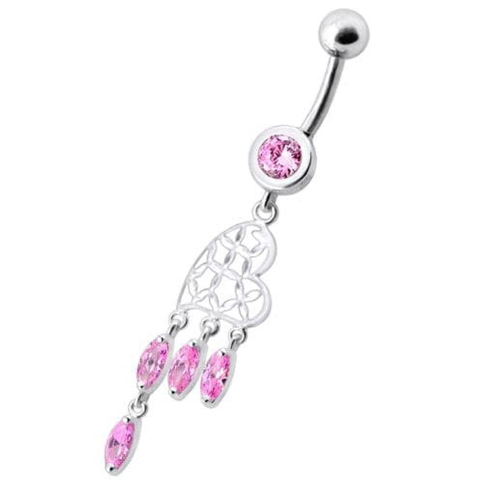 Fancy  Heart Dangling Banana Navel Body Jewelry Ring