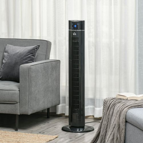 Tower Fan Cooling 3 Speed, 8h Timer, Oscillating, LED Panel, Black w/ RC