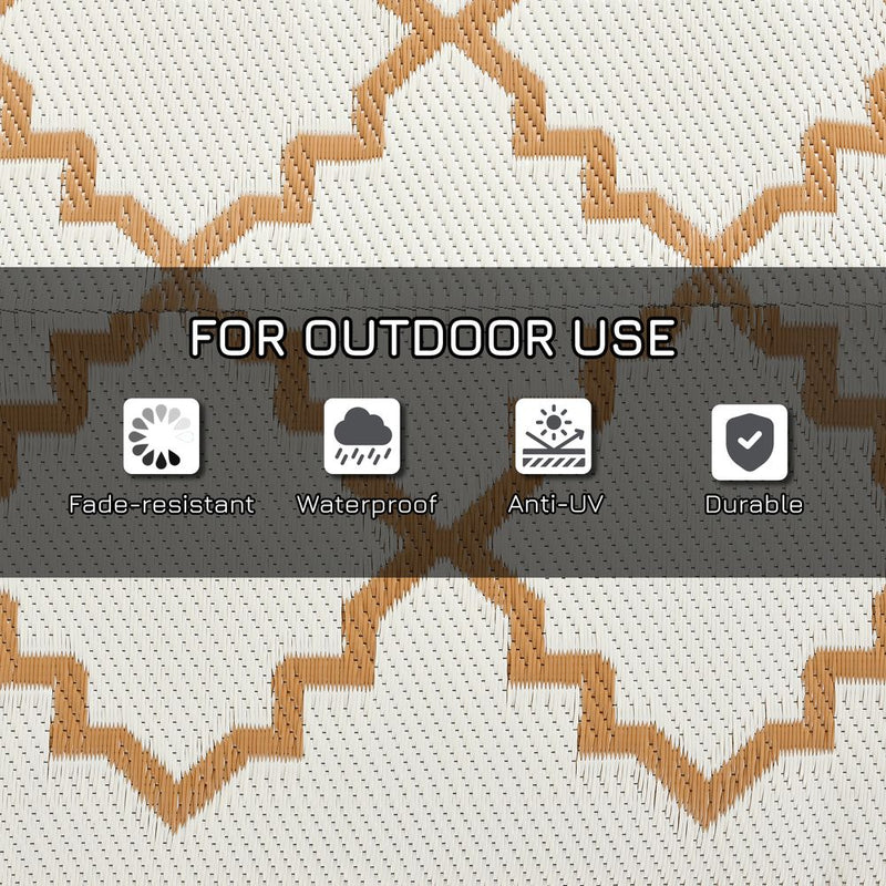 Outsunny Waterproof Outdoor Rug w/ Carry Bag: 182 x 274cm, Brown - Tear-resistant, Reversible