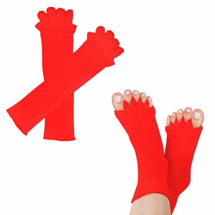 Flo Foot Alignment Socks - Relieve Foot Pain, Red Color. Quality Product, One Size Fits All.