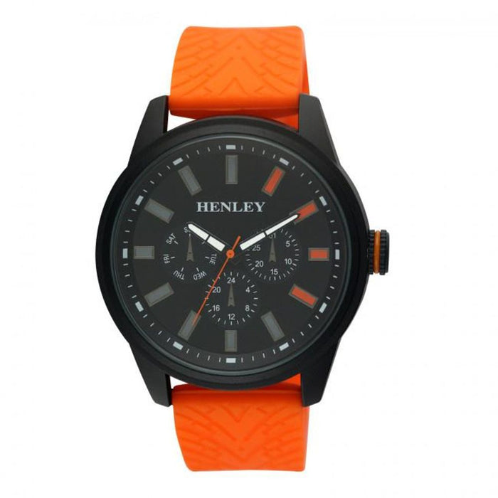 Henley Men's Black Dial Orange Silicone Sports Watch