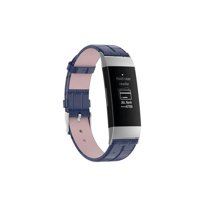 Premium Real Leather Fitbit Charge 3 Band - Blue