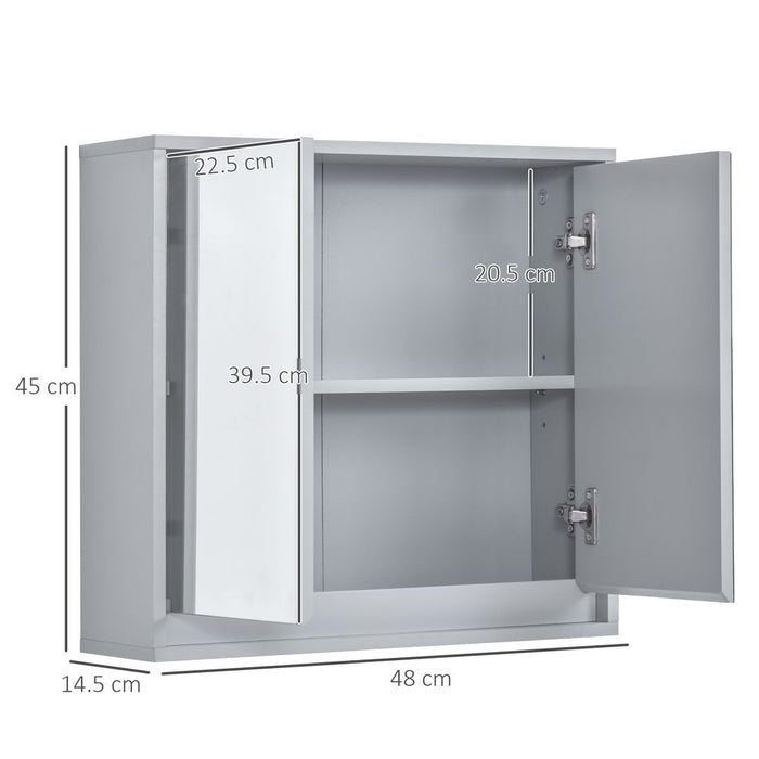 Premium Wall-Mounted Mirror Cabinet: Grey Bathroom Storage Shelf, High-Quality