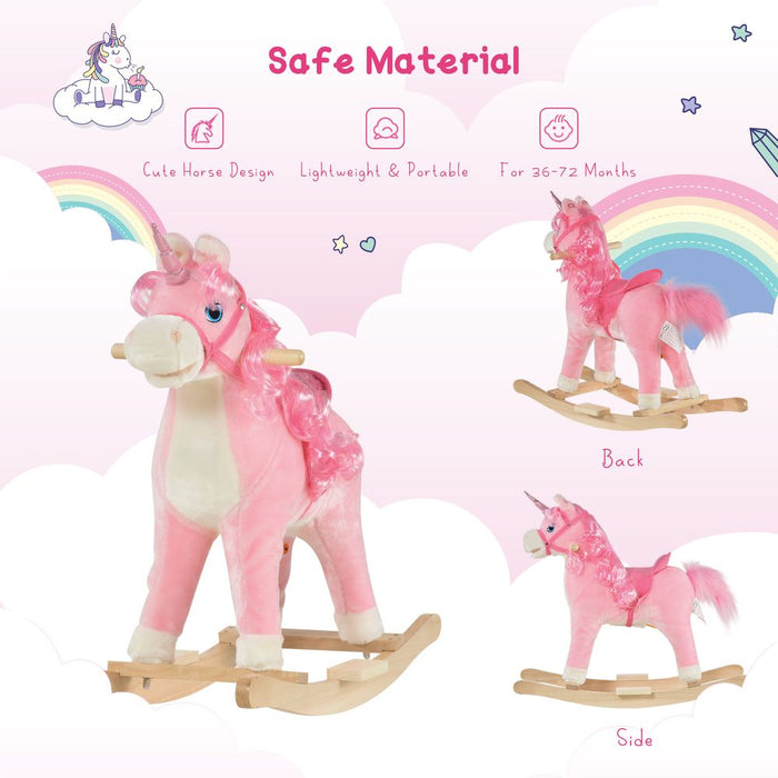 Interactive Rocking Unicorn Ride-On Horse with Moving Mouth & Tail Sounds 36-72 Mnths