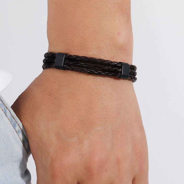 Premium Mens Leather Clasp Bracelet