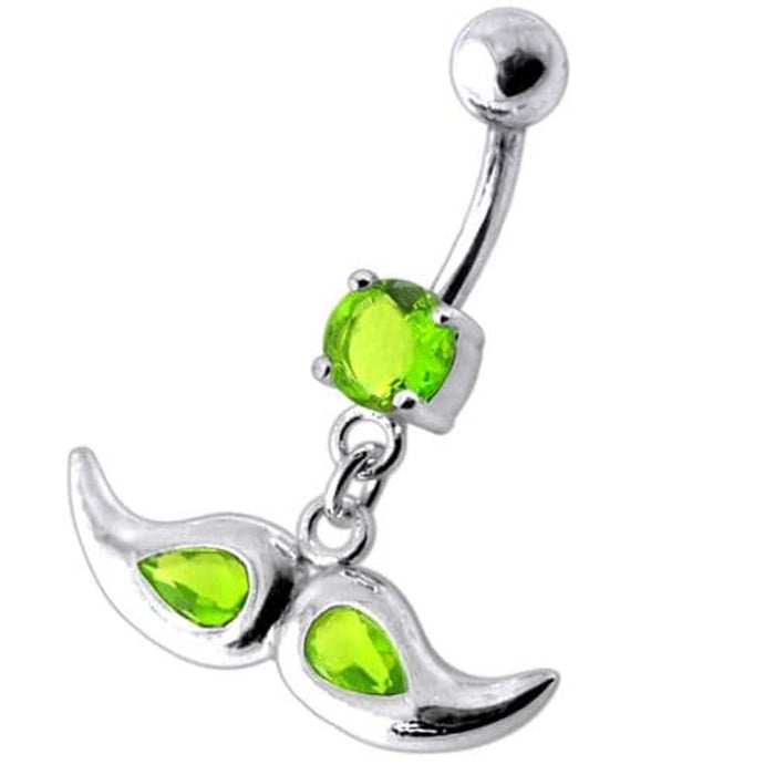 Jeweled mustache Dangling Belly Ring