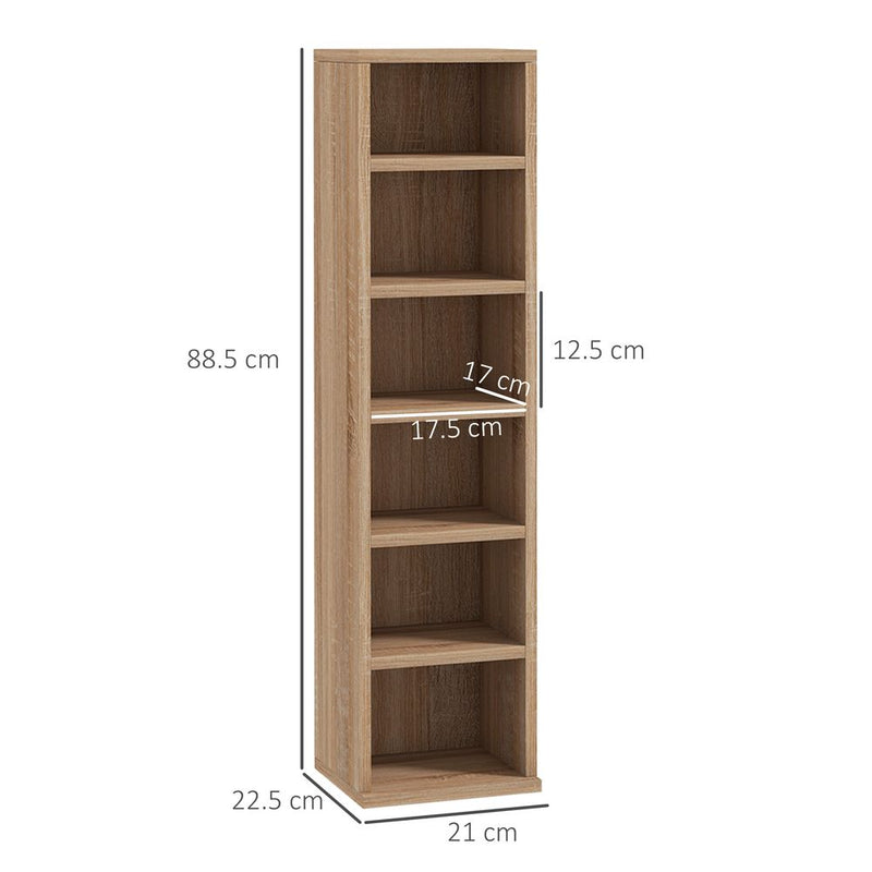 HOMCOM Set of 2 CD Media Display Shelf Unit Tower Rack Adjustable, Natural
