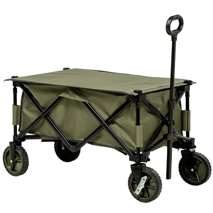 Folding Garden Trolley: Collapsible, Steel, Camping Trolley with Board - Best Quality, 100kg Load