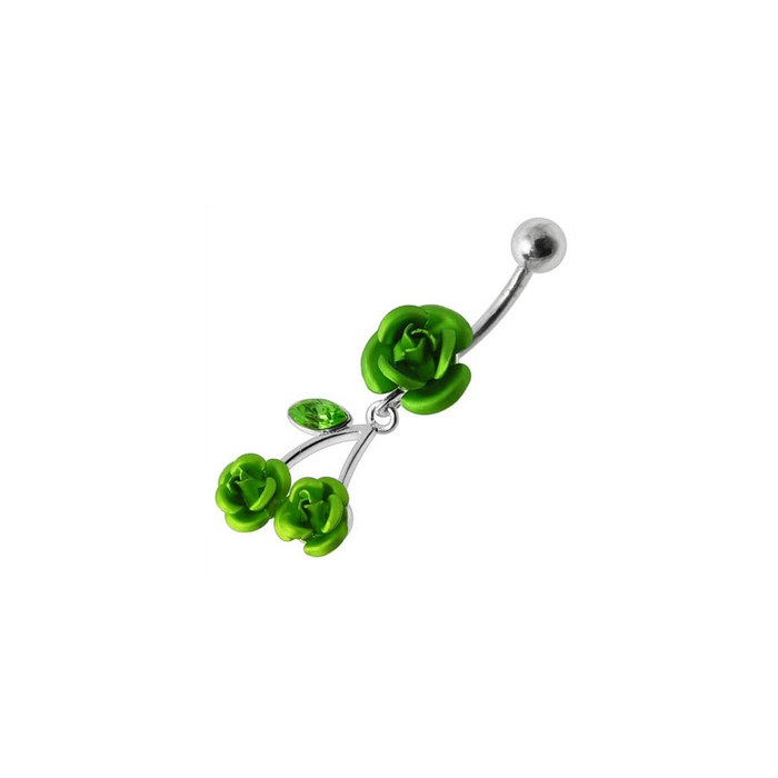 Jeweled Roses Dangling Belly Ring