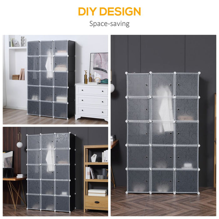 DIY Portable Wardrobe Closet, 111L x 47W x 183Hcm-Black/White