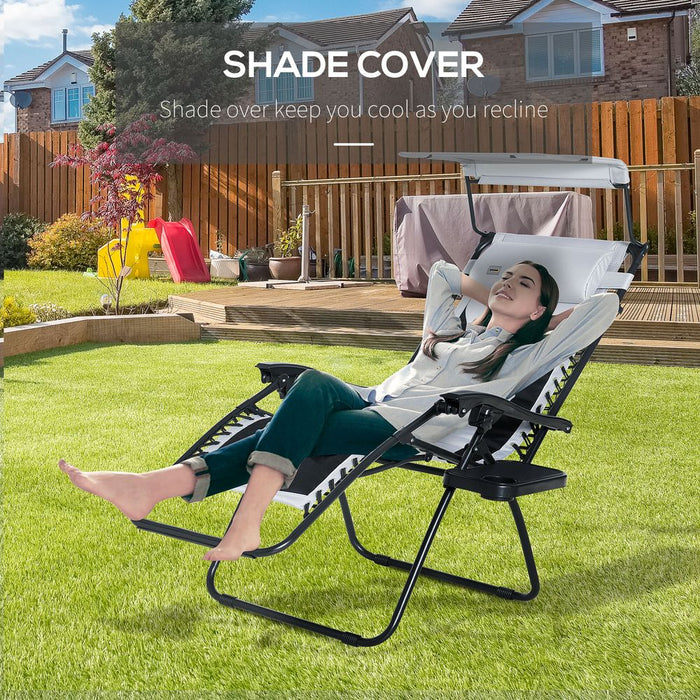 Ultimate Relaxation Zero-G Lounger Chair w/ Shade Cover, Cup Holder, & Headrest