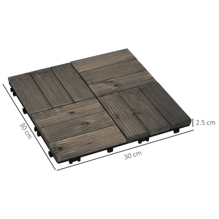 Pack of 27 Interlocking Decking Tiles 30x30cm Outdoor Flooring, 2.5?, Grey