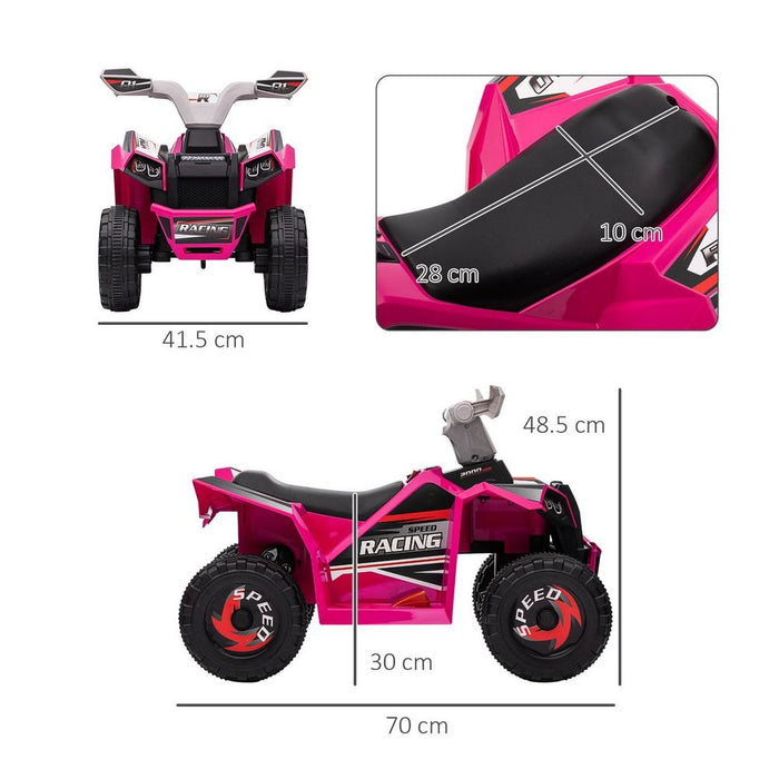 HOMCOM Electric Quad Bike, 6V Kids Ride-On ATV, for Ages 18-36 Months - Pink