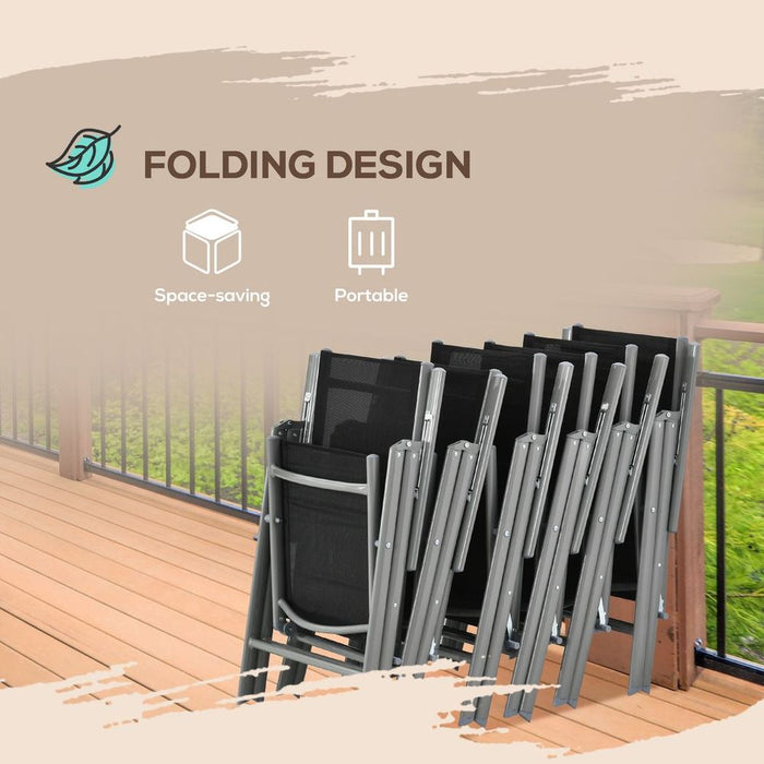 Premium Quality 7pc Outdoor Dining Set - Folding Chairs, Aluminum Table - Patio Furniture