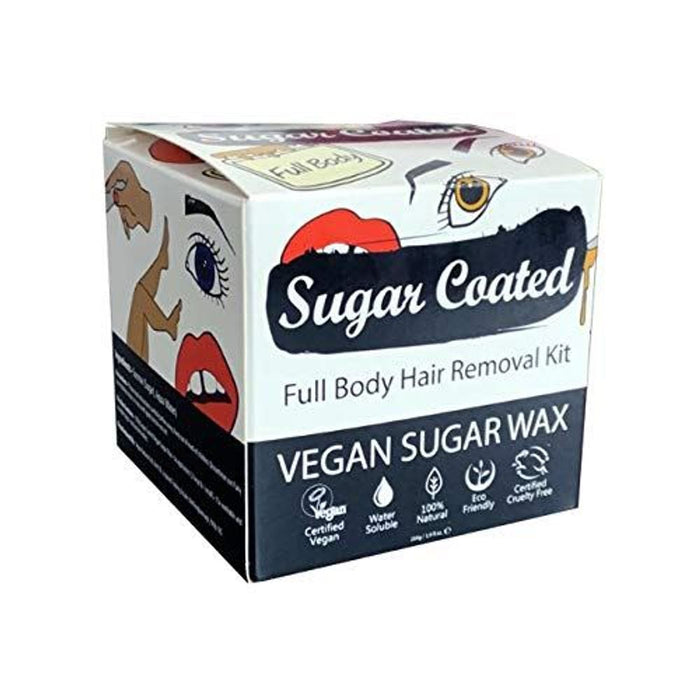 Sugar Coated Full Body Hair Removal Kit 250g - Natural, Vegan, Gentle, Water Soluble