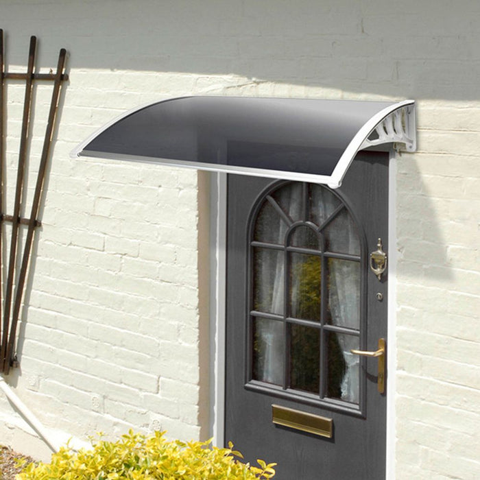 Premium Tinted Door Canopy - Protects from Sun & Rain. Easy to Install. Durable & Weather Resistant. 1.2m White Version.