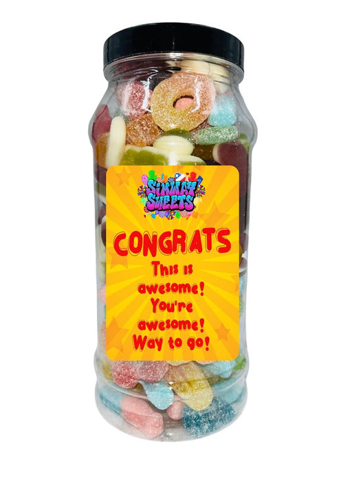 Congratulations Jar Sweets - Sparkling Fizzy & Gummy Mix